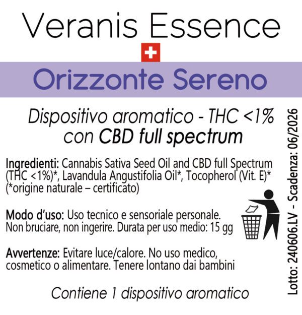 Veranis Essence - Orizzonte Sereno - etichetta retro