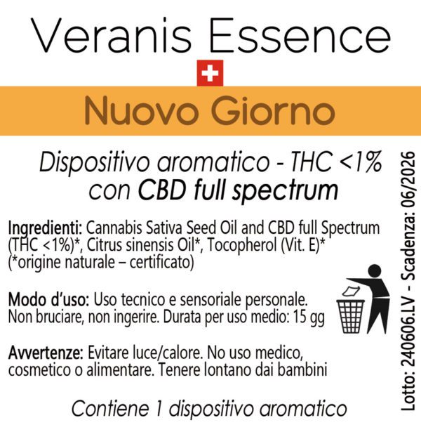 Veranis Essence - Nuovo Giorno - etichetta retro