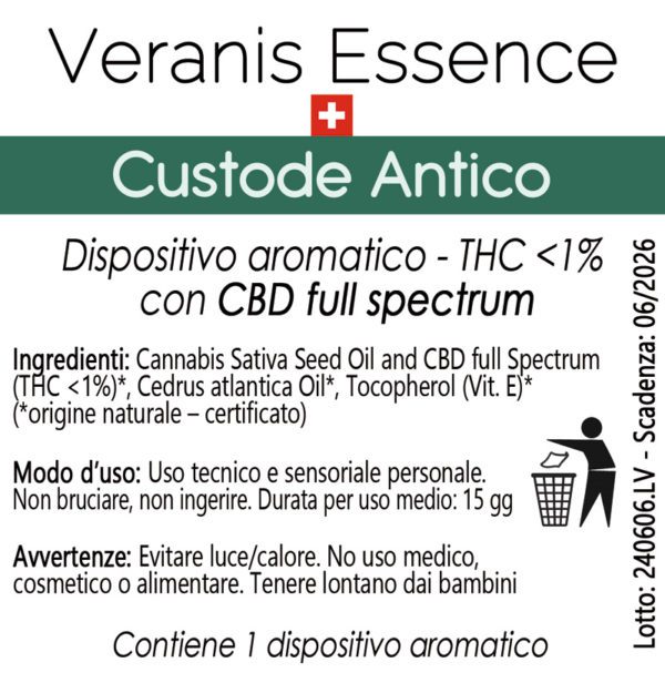 Veranis Essence - Custode Antico - Dispositivo aromatico CBD